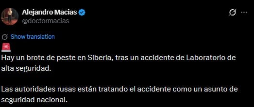 Alertan por brote de peste en Siberia tras accidente en laboratorio