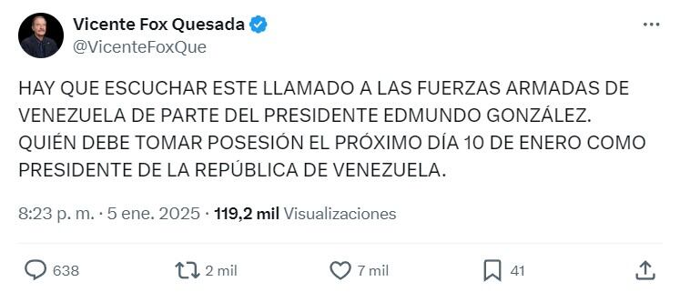 Vicente Fox sería persona non grata en Venezuela