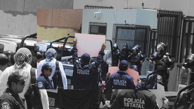 Policías protestando en Guerrero por mejoras salariales