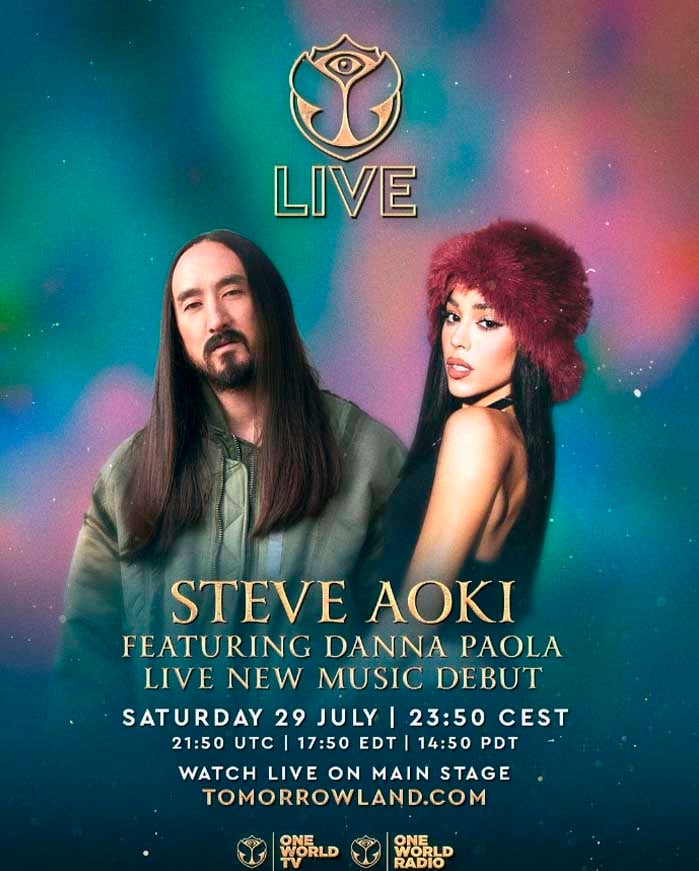 Danna Paola y Steve Aoki en Tomorrowland