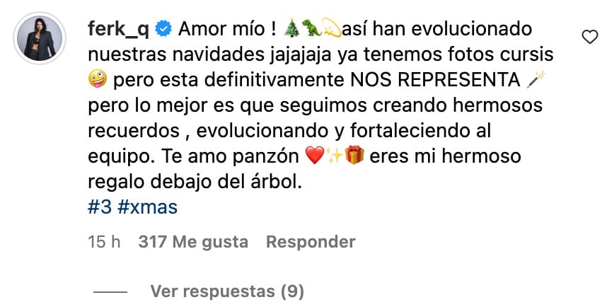 Ferka le responde a Jorge Losa tras publicar su primera foto de Navidad