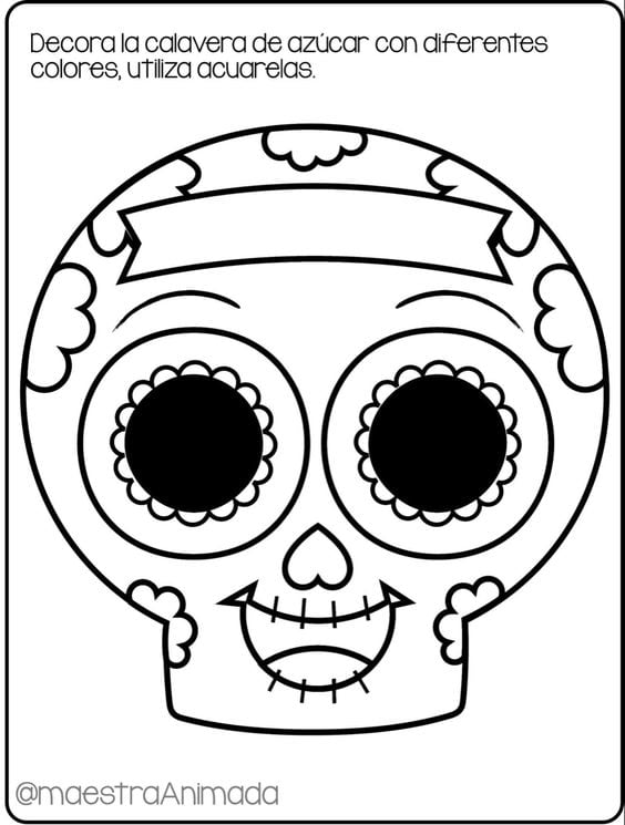Dibujos de calaverita de azúcar para colorear por el Día de Muertos