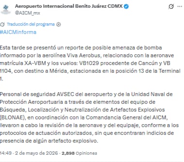 Amenaza de bomba en AICM