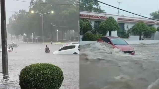VIDEOS: Fuertes lluvias en Culiacán causan inundaciones; corriente arrastra vehículos y a una mujer