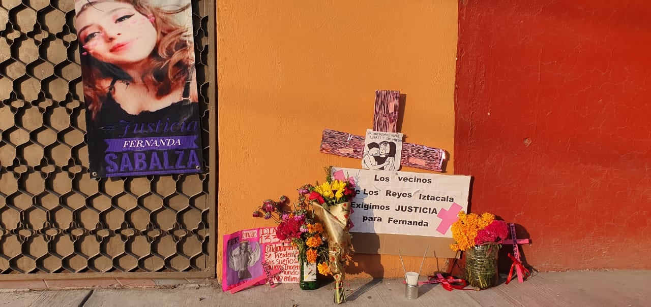 Altar a Fernanda en donde fue asesinada