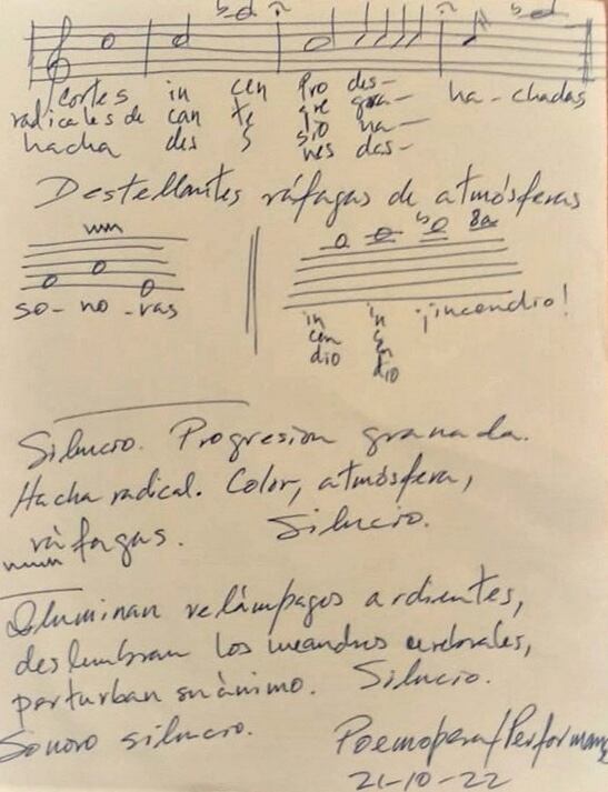 “Hacha radical”; Poemópera Performance. Héctor Palacio; octubre 2022.