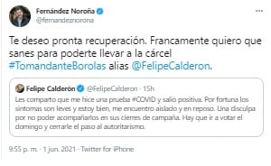 Fernández Noroña desea recuperación de Felipe Calderón