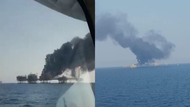 Incendio en plataforma de Pemex