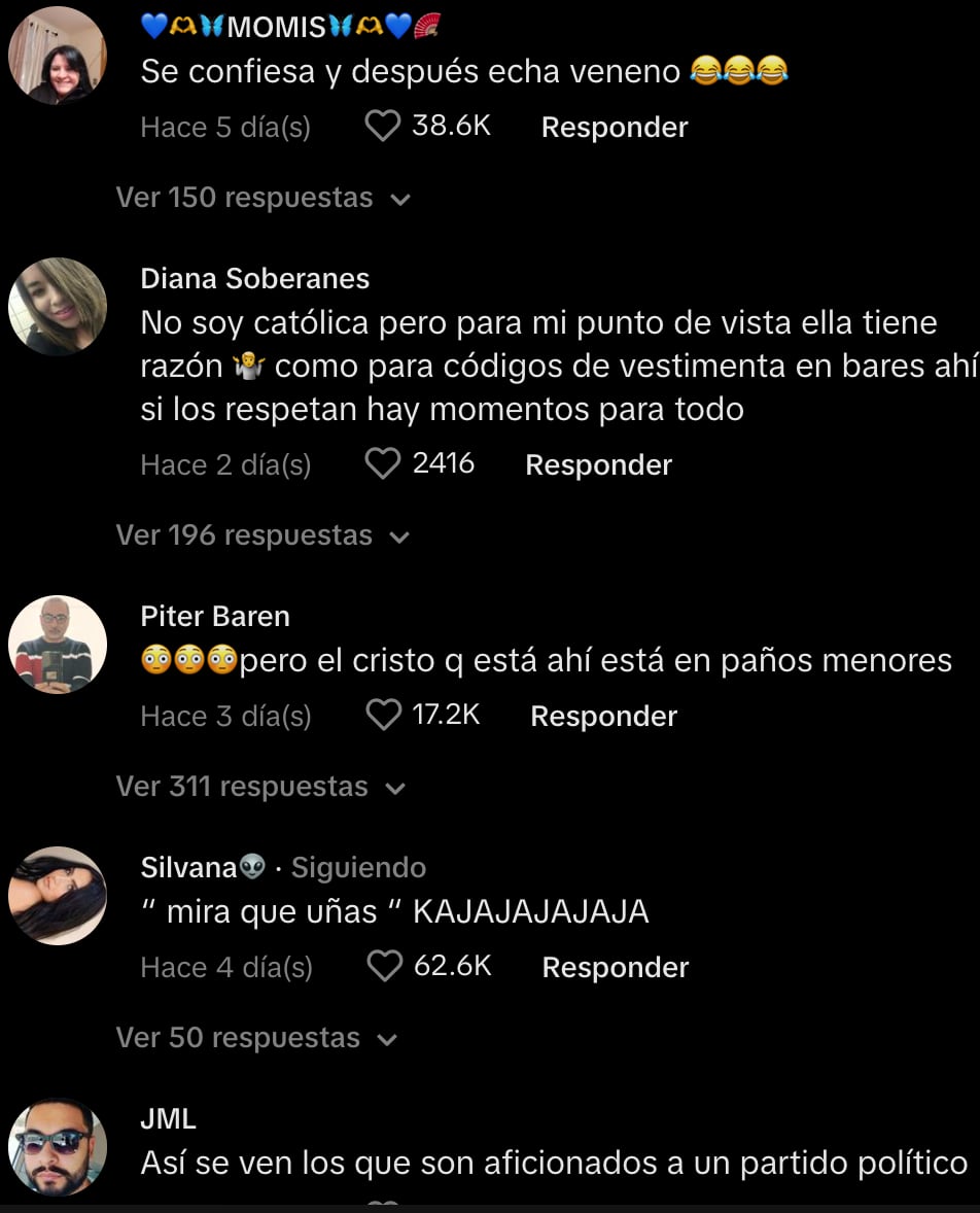 Comentarios sobre el video viral de TikTok de la iglesia