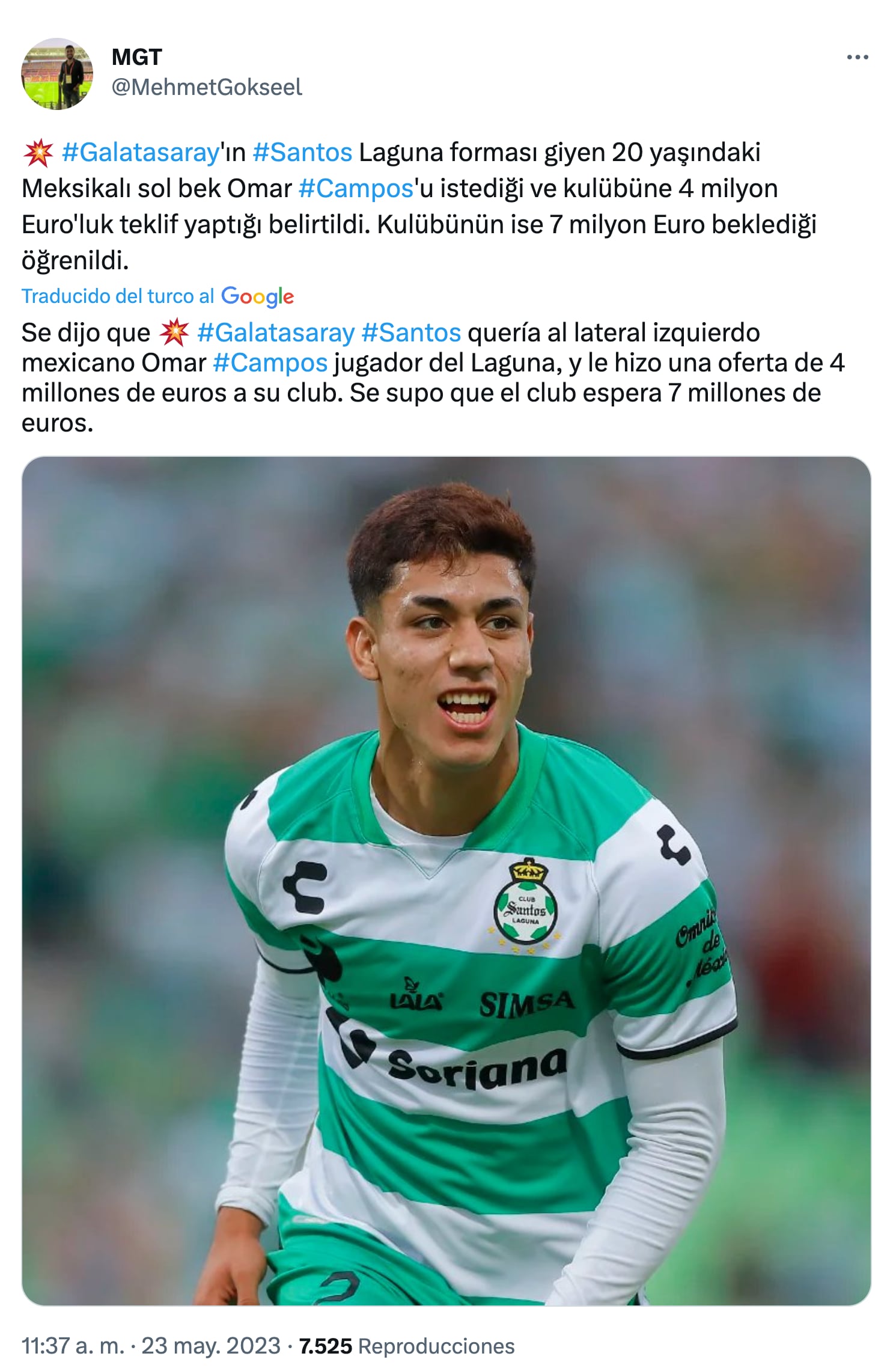 Omar Campos, al futbol de Turquía