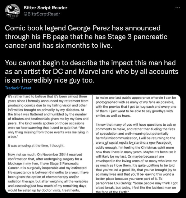 Comunicado George Pérez