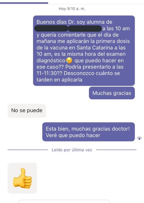 Maestro niega a alumna reagendar examen UANL.