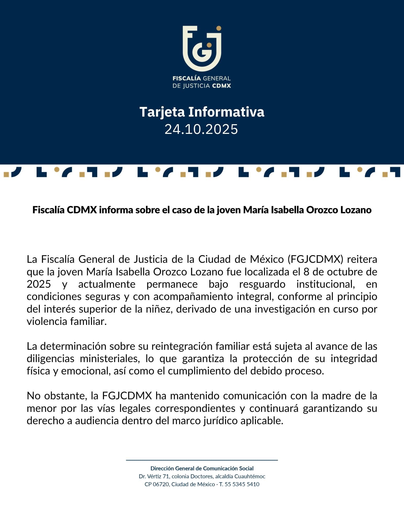 María Isabella Orozco Lozano fue  encontrada viva