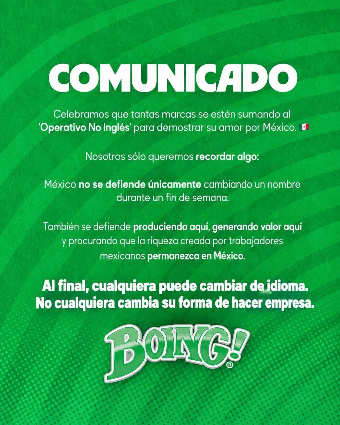 Boing se pronuncia sobre el "Operativo no inglés" en el marco del Mundial 2026 por la Selección de México.
