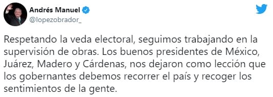 Tuit de AMLO.