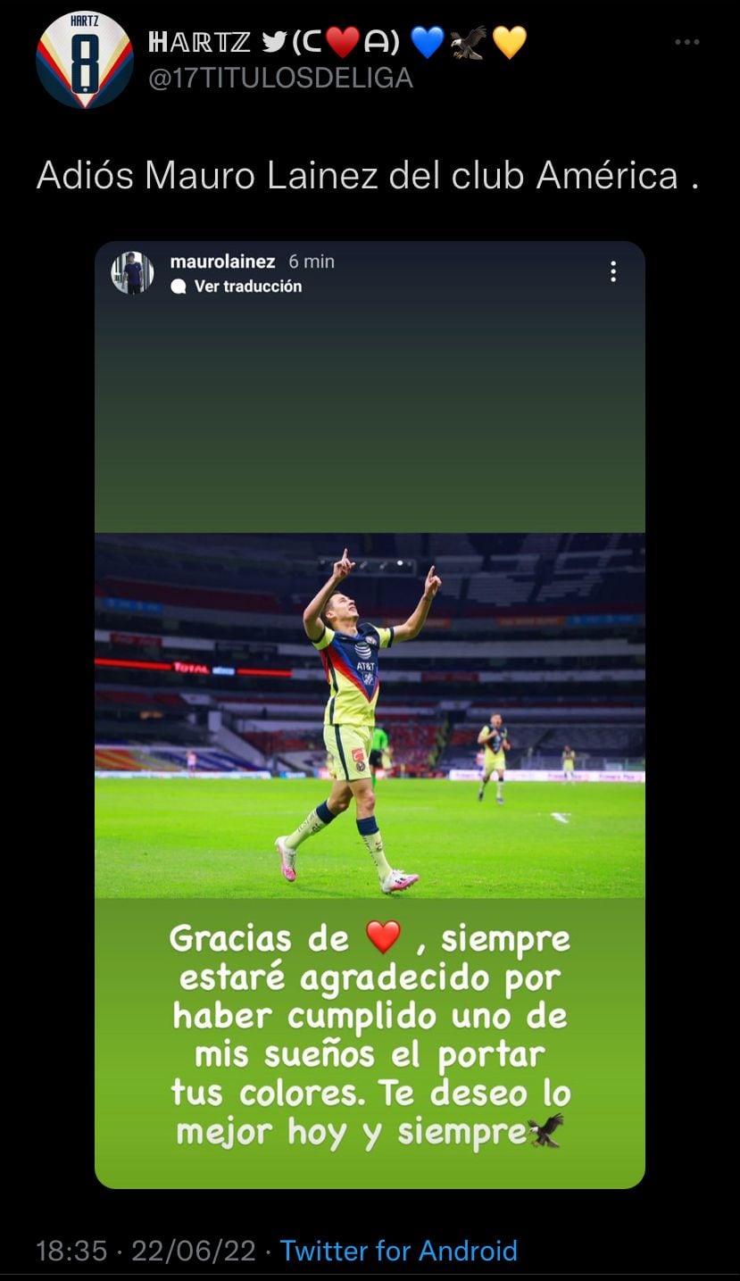 Mauro Lainez borró su mensaje de despedida con el Club América.