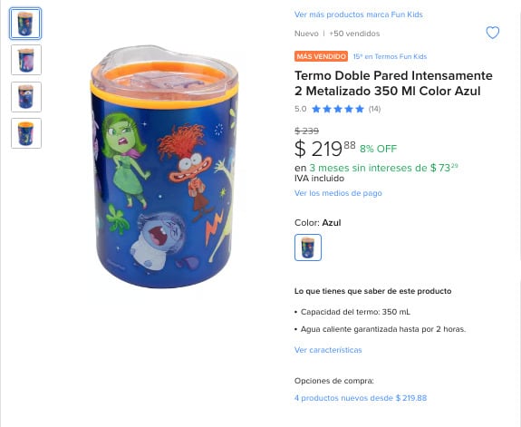 Termo de Intensamente 2 en Mercado Libre