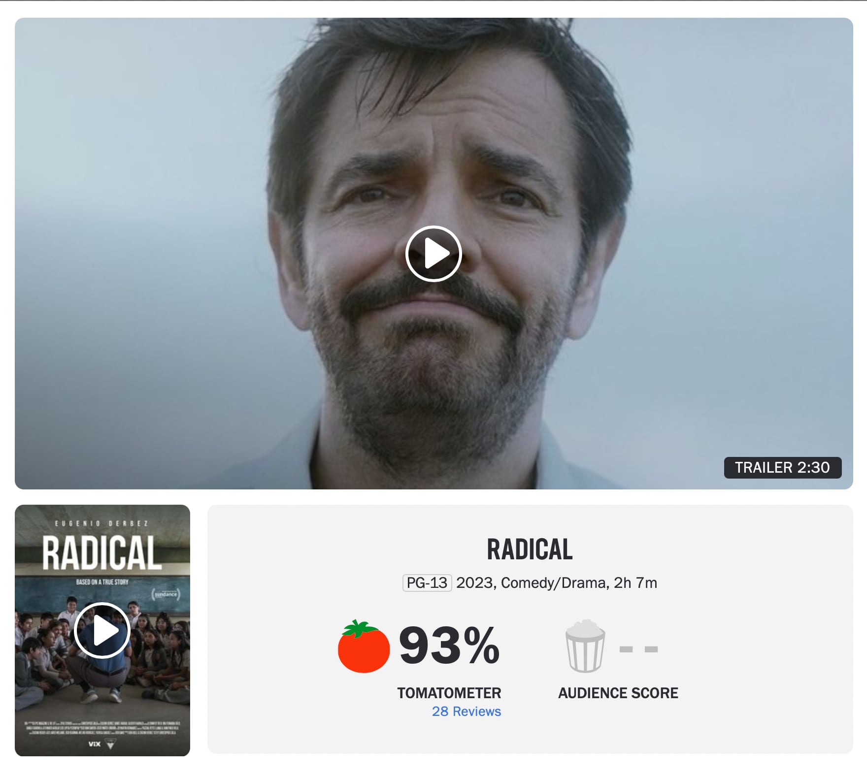 La película de Eugenio Derbez, Radical, es amada por la crítica de Rotten Tomatoes