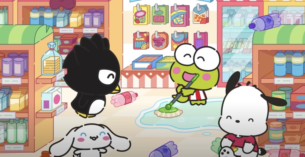 La fiesta de pijamas de Keroppi con Hello Kitty