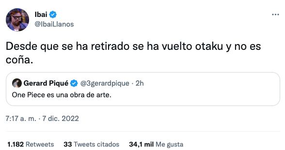 Gerard Piqué se declara fan de One Piece e Ibai Llanos lo llama Otaku