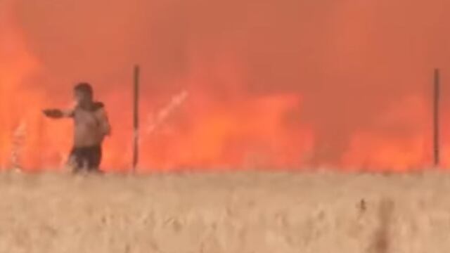 Hombre en llamas escapa de incendio en España