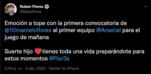 El Papá de Marcelo Flores dio la noticia