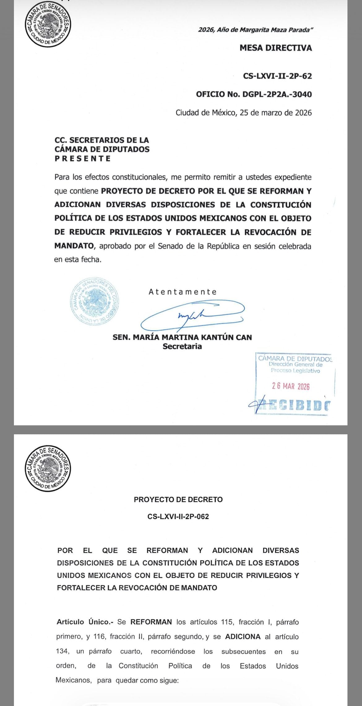 Kenia López Rabadán descarta discusión de revocación de mandato en Cámara de Diputados