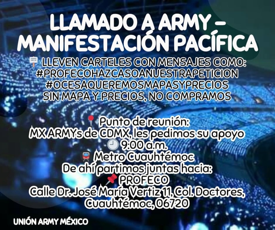 ARMY convoca manifestación contra Ocesa por boletos de BTS