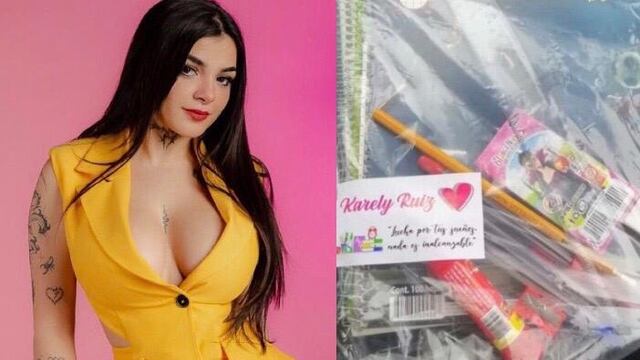 Karely Ruiz regala útiles escolares