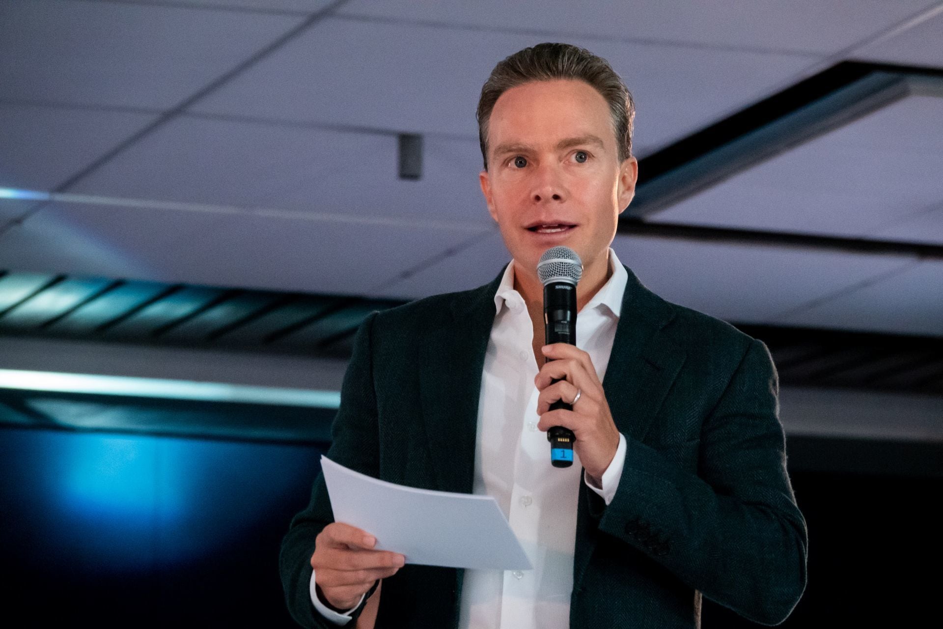 Manuel Velasco Coello durante la inauguración de la Convención Nacional del partido “Repensando el Futuro en Verde” en la Expo Santa Fe.