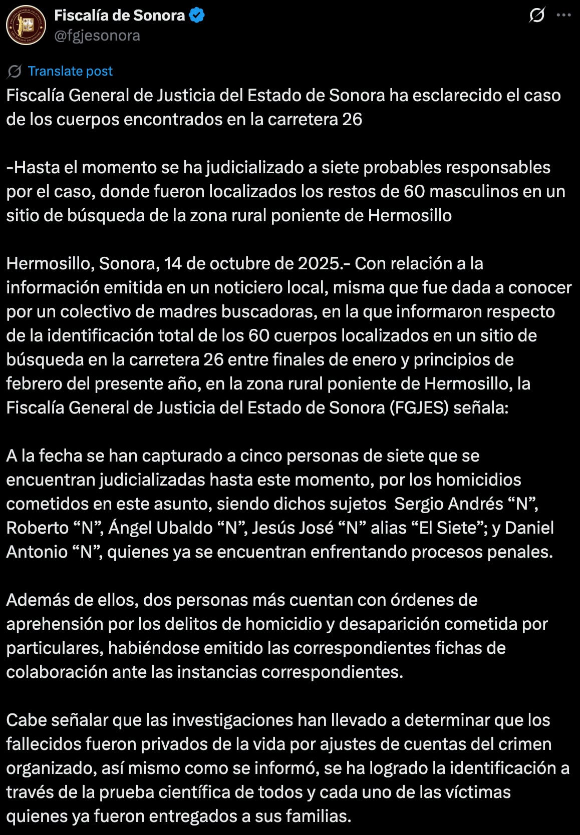 Fiscalía de Sonora