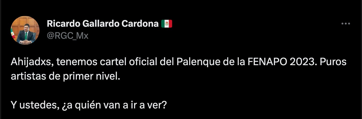 Este es el cartel oficial con los conciertos del Palenque Fenapo 2023