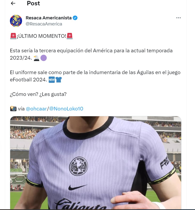 Nueva camiseta del América Apertura 2023