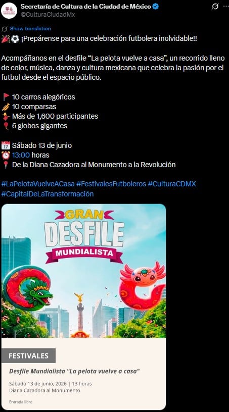 Así será el Gran Desfile Mundialista en la CDMX