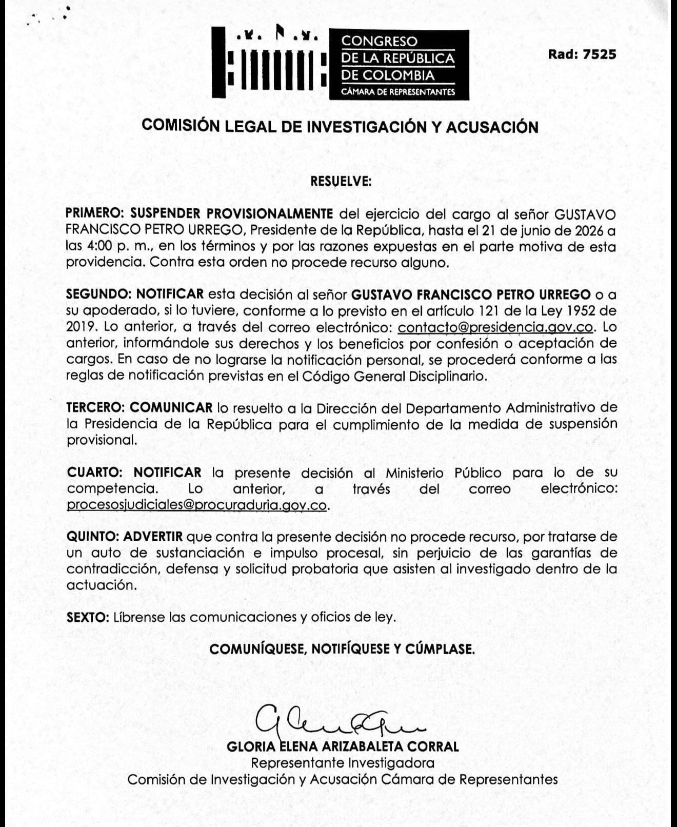 Ordenan suspensión a Gustavo Petro durante las elecciones de Colombia