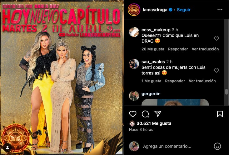 Fans de La Más Draga: Solo las Más no están soportando a Luis Torres en drag queen