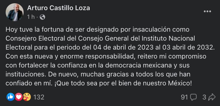 ¿Quién es Arturo Castillo Loza, nuevo consejero electoral del INE?
