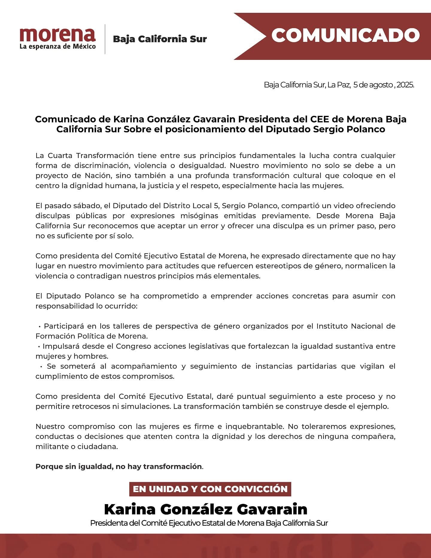 Morena de Baja California Sur sobre Sergio Polanco