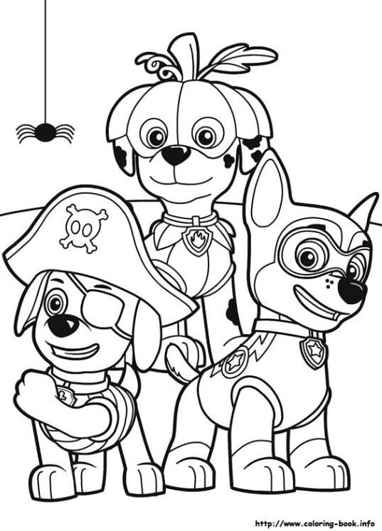Dibujos de los disfraces de Marshall de Paw Patrol en Halloween