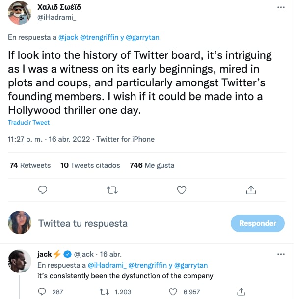 Jack Dorsey apoya a Elon Musk