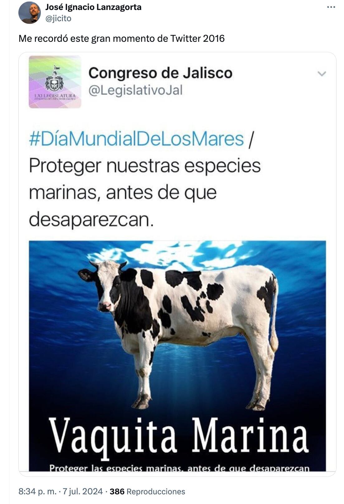 Meme sobre las "vaquitas marinas" de Xochimilco