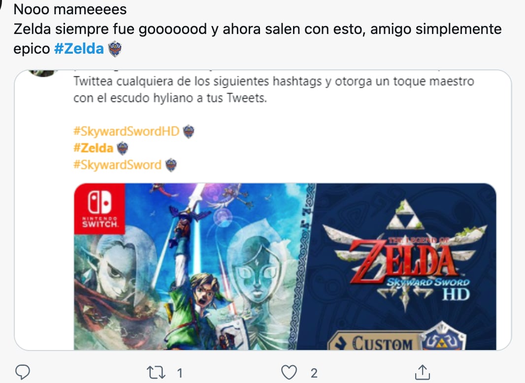 Reacciones al emoji de 'The Legend of Zelda: Skyward Sword'