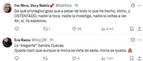 Comentarios a favor y en contra de Sandra Cuevas