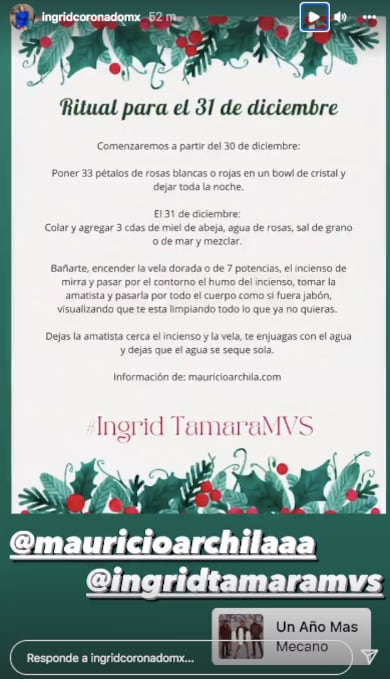 Ingrid Coronado comparte ritual para Año Nuevo
