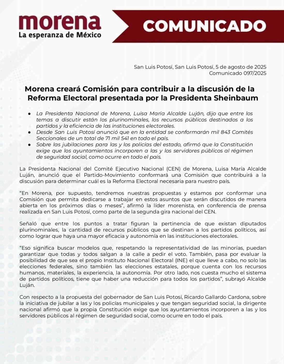 Morena alista Comisión para debatir la Reforma Electoral