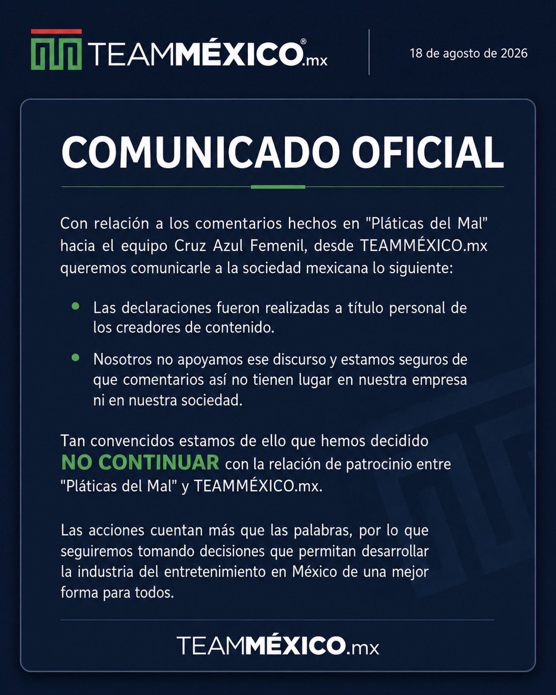 Comunicado Team México