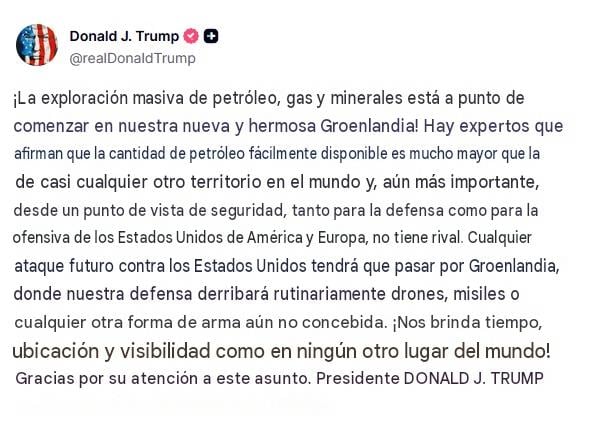 Donald Trump anuncia exploración masiva de recursos naturales en Groenlandia (traducida).