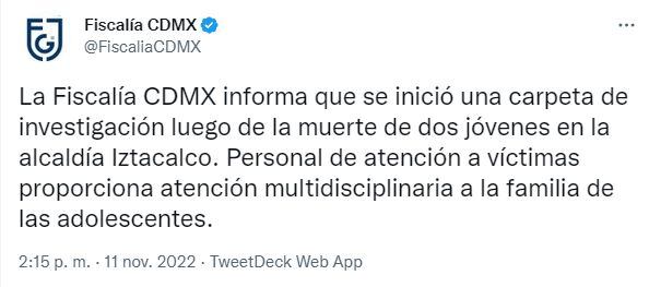 Fiscalía de la CDMX abre investigación por muerte de hermanas fans de Zoé que cayeron a una coladera