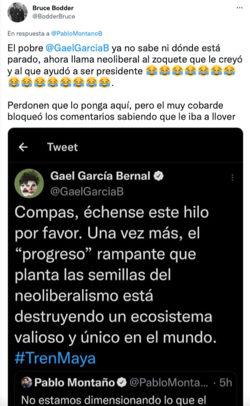 Comentario de Twitter en contra de Gael García