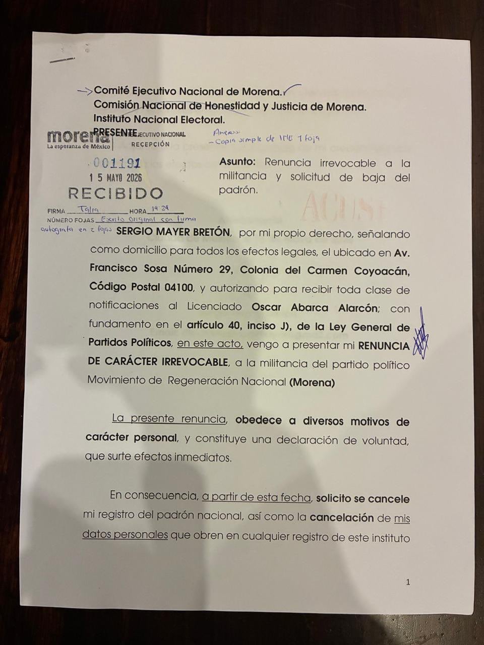 Sergio Mayer renuncia a Morena tras polémica por licencia
